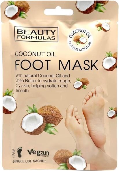 Beauty Formulas Schönheitsformeln Fussmaske mit Kokosöl, 1 Paar (Fussmaske)