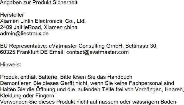 Nährwerte und Zutaten Liectroux M7SPro (Saugwischroboter)