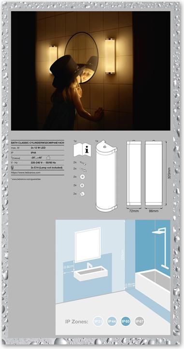 Actual product image Ledvance Bathroom Wall Luminaire IP44 E14 (E14)