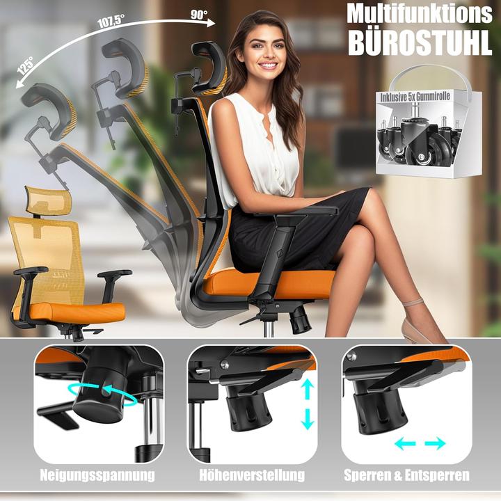 Produktbild Kesser Ergonomischer Bürostuhl mit Wippfunktion und Lendenstütze