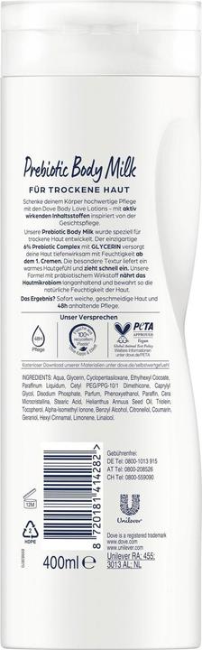 Image du produit Dove 400ml Lait Corporel Prébiotique (Lait pour le corps, 400 ml)