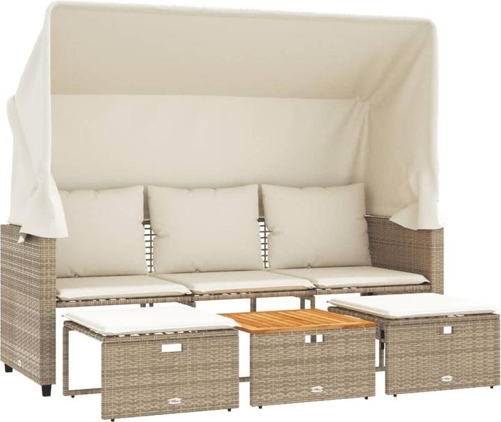 Produktbild VidaXL Outdoor-Sofa 3-Sitzer mit Dach und Hockern