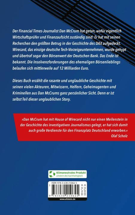 Produktbild House of Wirecard (Deutsch, Dan McCrum, Hans-Peter Remmler, Thomas Stauder, Sigrid Schmid, Karsten Petersen, Violeta Topalova, 2022)