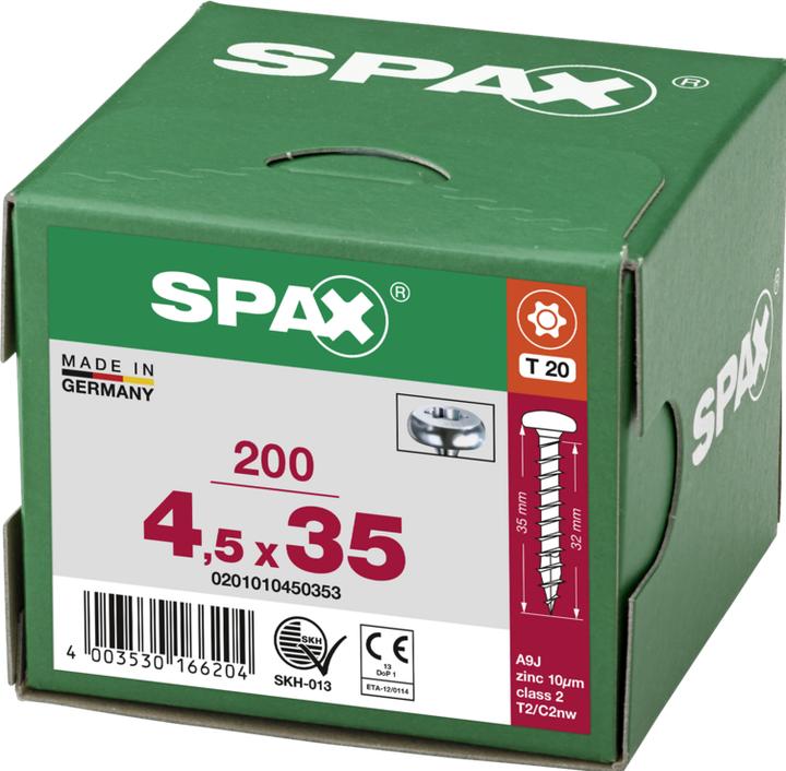 Immagine prodotto Spax Vite per pannelli di truciolato, Torx, testa cilindrica, dimensione 4,5 x 35 mm (200 Viti per pezzo)