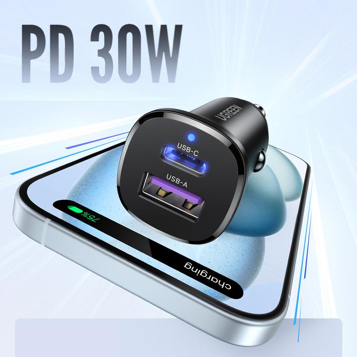 Immagine prodotto Ugreen Caricabatterie da auto EC305 25845 USB-C USB-A 30W - nero
