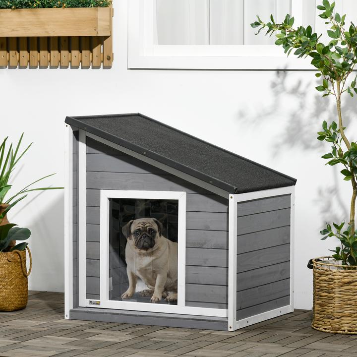 Actual product image PawHut Dog kennel with opening pitched asphalt roof (Dog house)