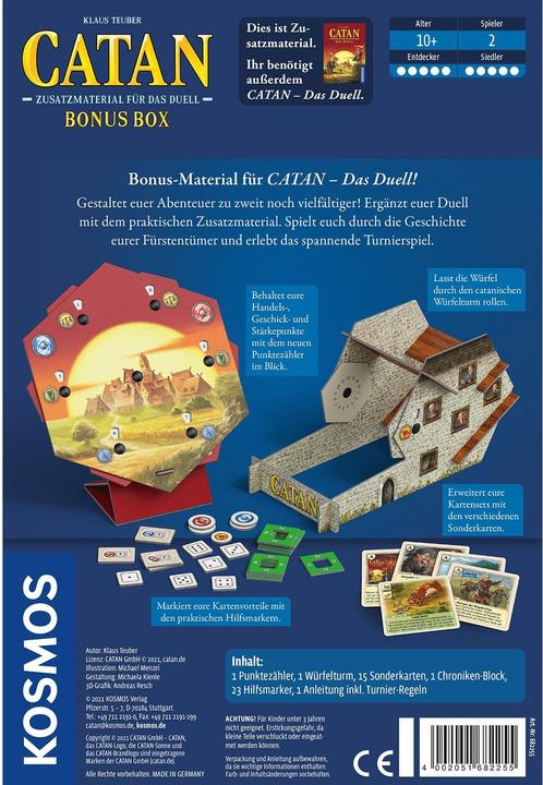 Produktbild Kosmos FKS6822550 - Catan: Zusatzmaterial für Das Duell, Bonus Box, 2 Spieler, 10 Jahren (DE-Erweiterung) (Deutsch)