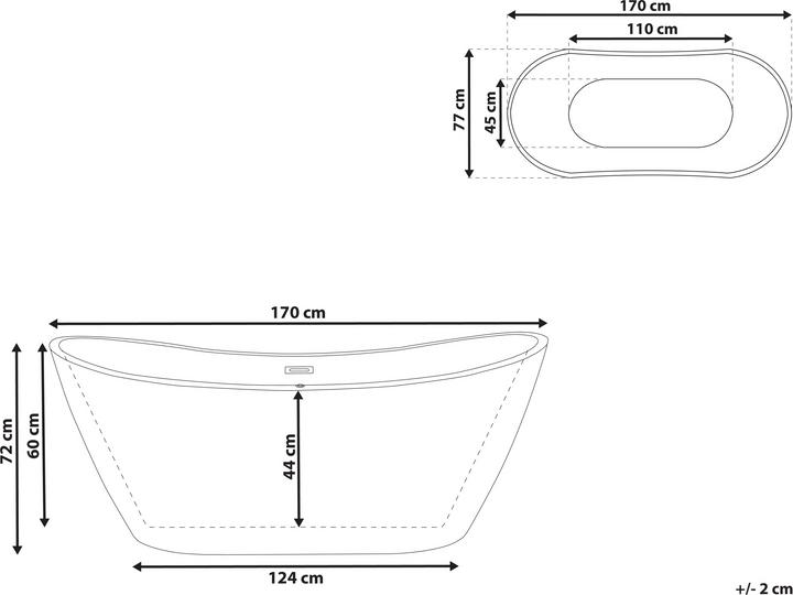 Actual product image Beliani Bathtub freestanding blue green oval 170 x 77 cm ANTIGUA (240 l, 77 cm, 170 cm)