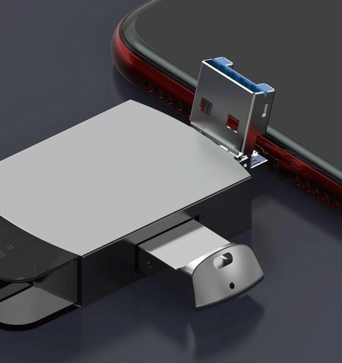 Produktbild PowerGuard 6-in-1 OTG Cardreader Adapter (USB Typ C, USB-A, Lightning, SD Karte)