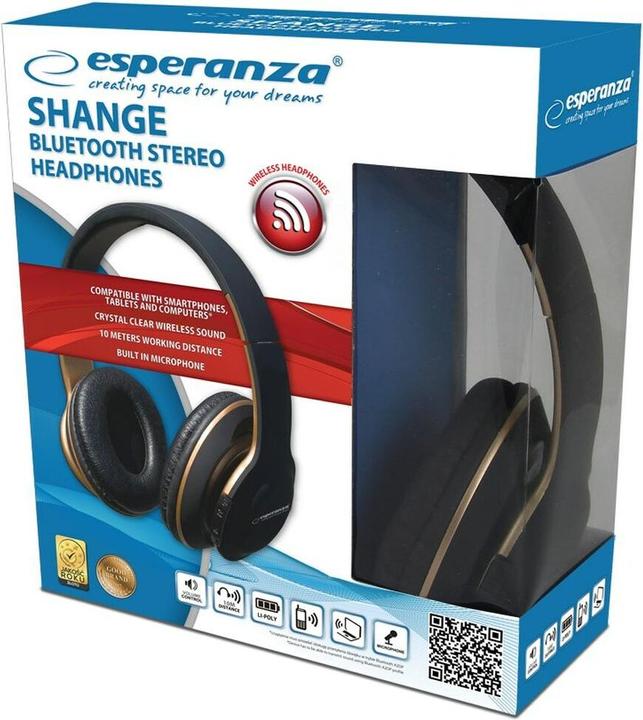 Produktbild Esperanza EH220 Bluetooth-Kopfhörer mit Kopfbügel, Schwarz (keine Geräuschunterdrückung, 7 h, Kabellos)