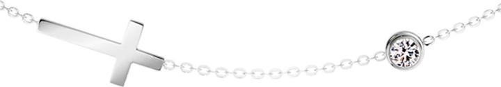 Star Piercing Kette silber Anhänger Kugel Kristall silber und Kreuz (ohne Messing, Chirurgenstahl 316L)