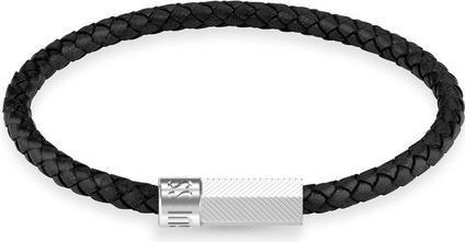 Guess Men Ìs Blackjack Leather Bracelet JUXB03240JWSTBK - Length: 23 cm (23 cm)