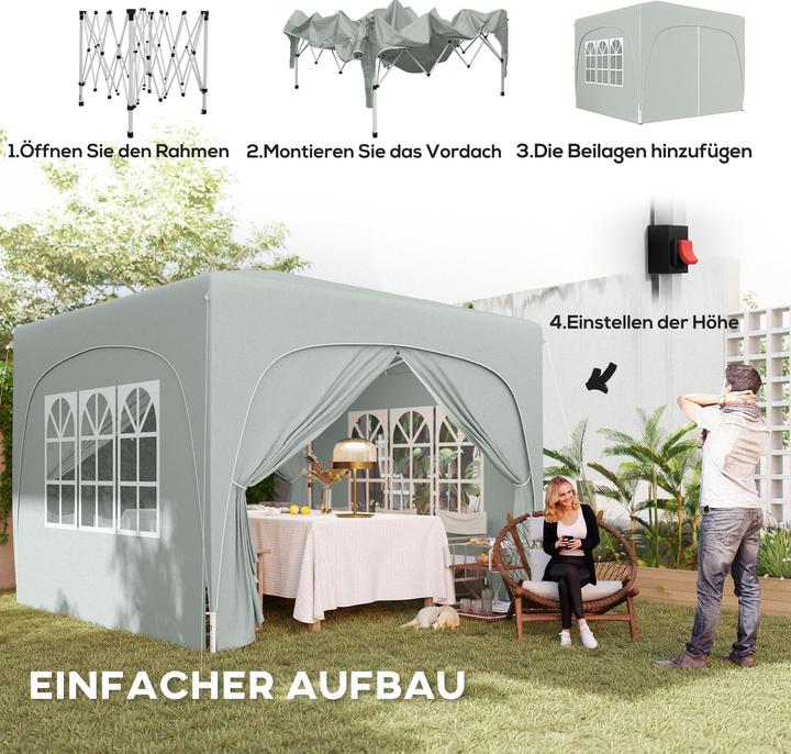 Produktbild Outsunny Pavillon Metall, Polyester Hellgrau (300 cm, 300 cm)