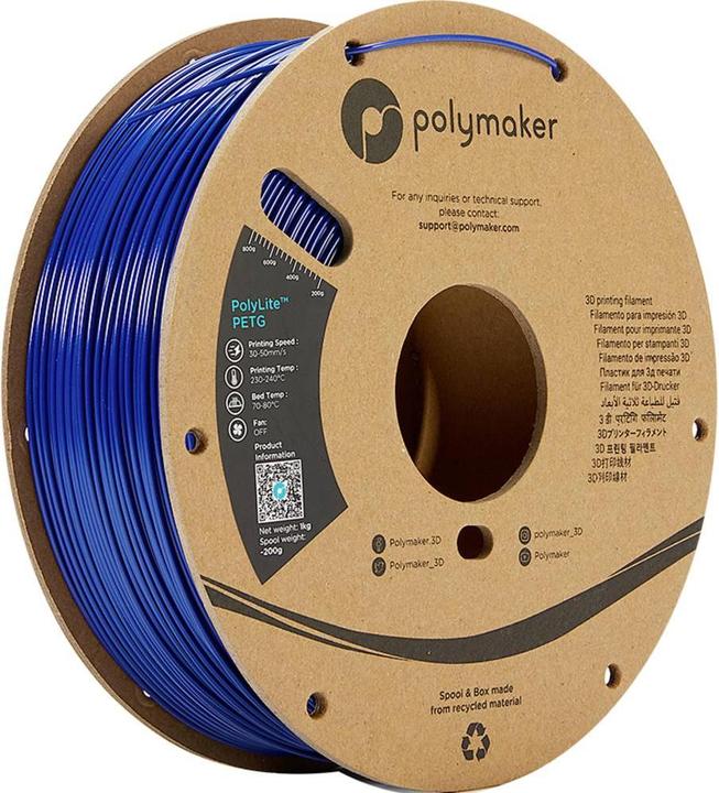 Produktbild Polymaker PB01020 PolyLite Filament PETG hitzebeständig, hohe Zugfestigkeit 2.85 (PETG, 2.85 mm, 1000 g, Blau)