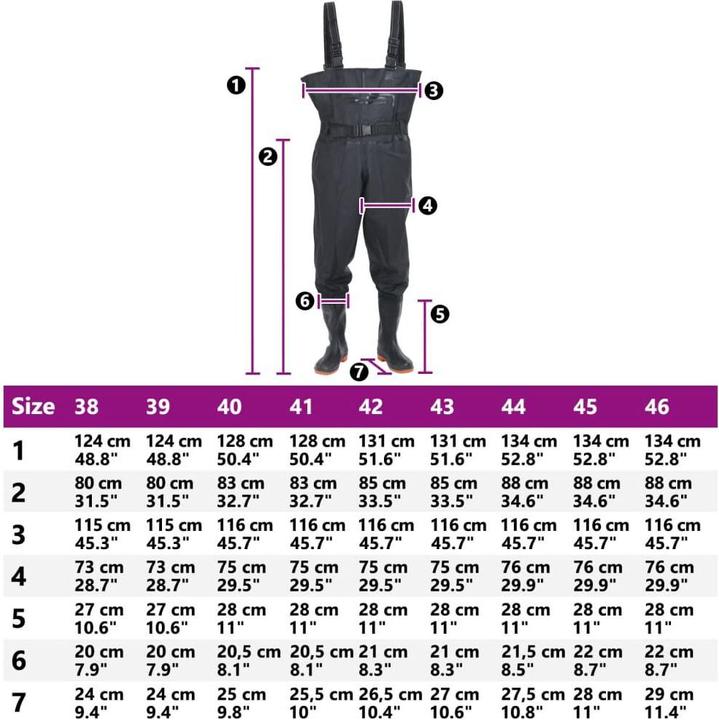 Immagine prodotto VidaXL Waders con stivali e cintura (Banda radio 38 (2600 MHz))