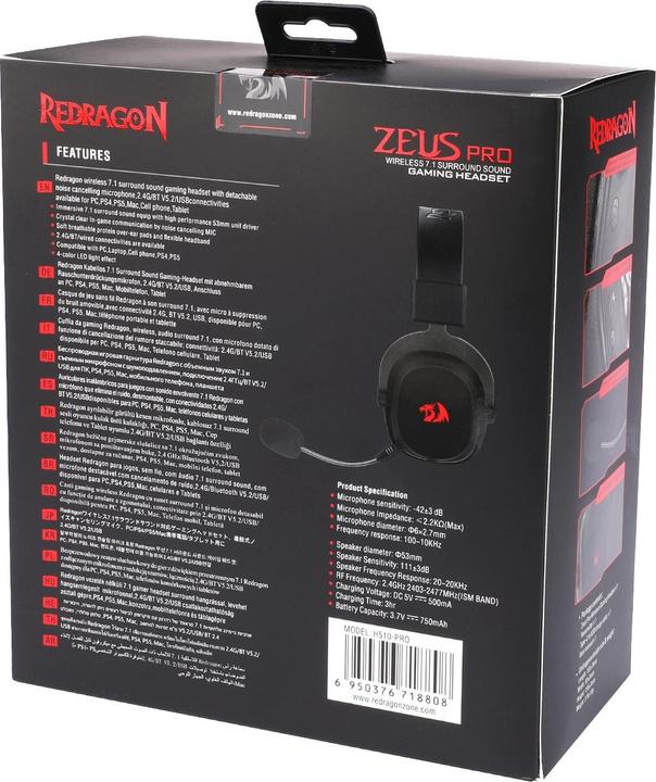 Actual product image Redragon Słuchawki H510 Zeus X Pro Czarne (H510-PRO) (Wireless)