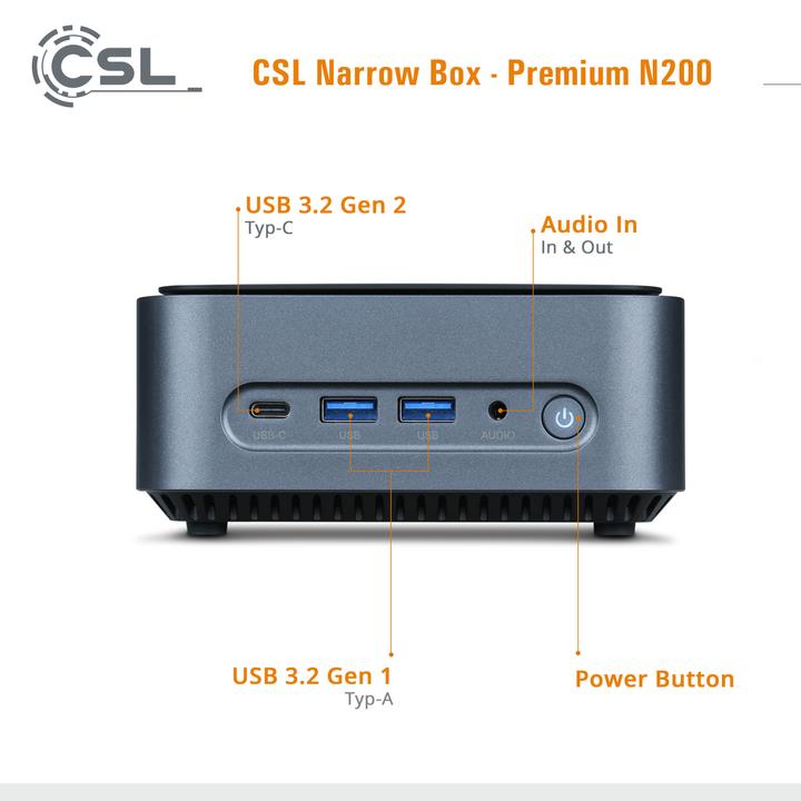 Produktbild CSL Mini PC Narrow Box (Intel N200, 16 GB, 1000 GB, Intel UHD Graphics)