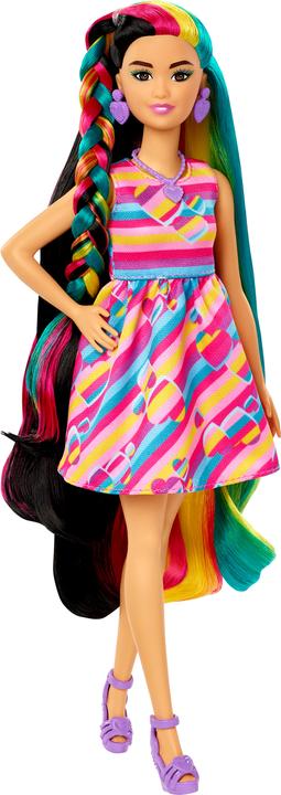 Image du produit Barbie Totally Hair Poupée au look coeur, Petite, cheveux longs de 21,6 cm, 15 accessoires, dès 3 ans