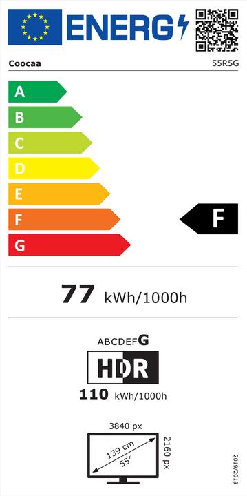 Energy Label Coocaa 55R5G (55", LED)