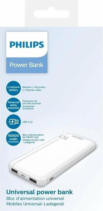 Actual product image Philips Jaunums! Akcija! mobilā uzlādes iekārta, balts (10000 mAh, 37 Wh)
