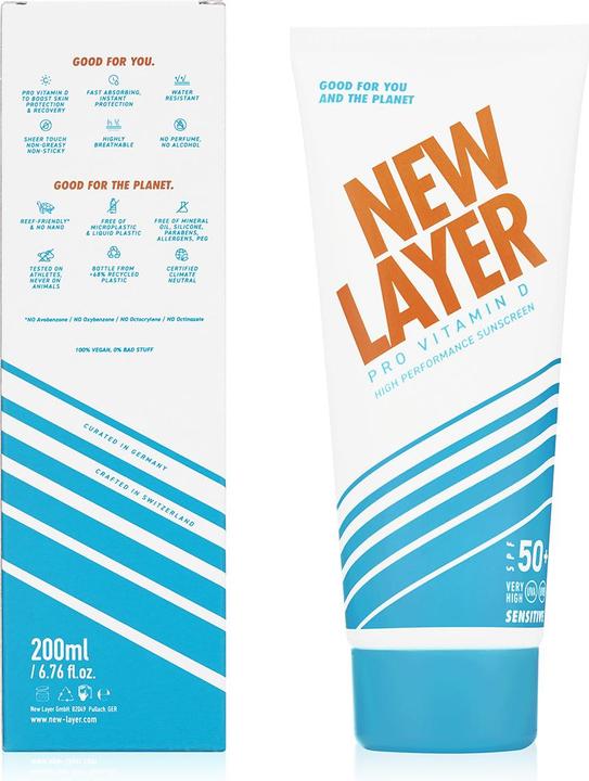 Actual product image New Layer Pro Vitamin D High Performance Sun Cream SPF50+ sensitive (Suntan cream, SPF 50+, 200 ml, 252 g)