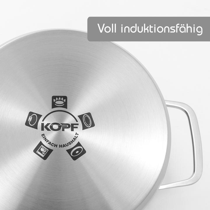 Produktbild Kopf Topfset Jara aus Edelstahl, Induktion, Kochtopfset mit praktischem Abgiessrand, 9-teilig (24 cm, Kochtopf, Edelstahl)