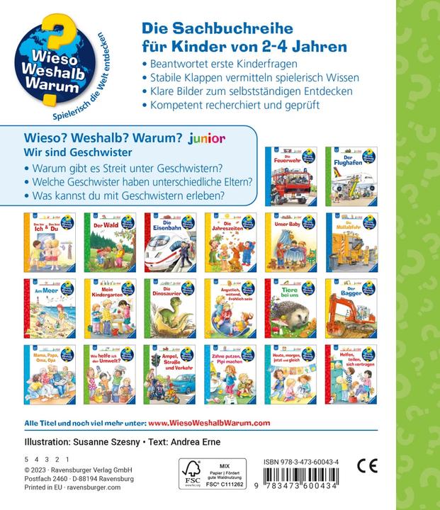 Immagine prodotto Ravensburger Wieso? Weshalb? Warum? junior, Band 29: Wir sind Geschwister (Tedesco, Andrea Erne, 2023)