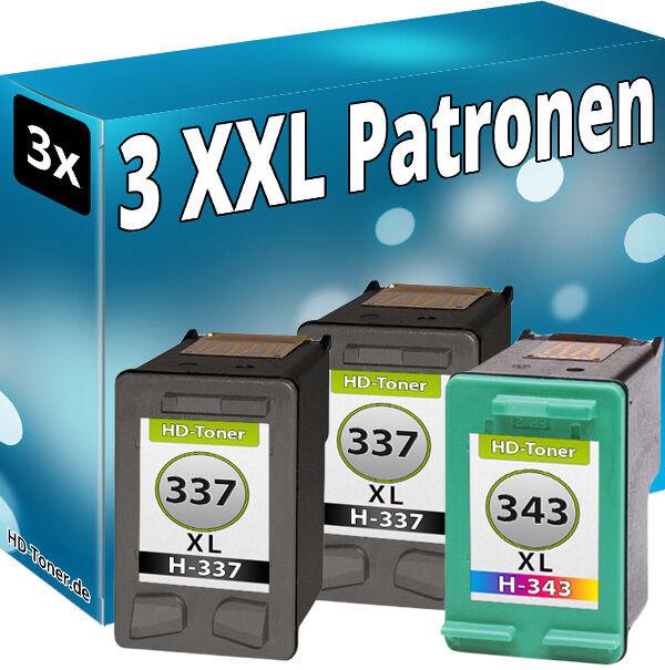 Image du produit Druckfuxx 3x TINTE PATRONEN für HP 337+343 XL PhotoSmart C4180 D5160 BLACK SET