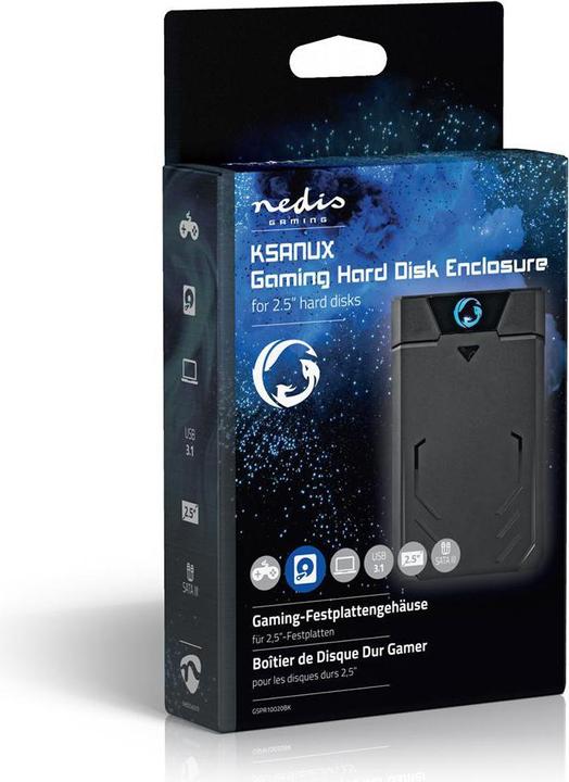 Immagine prodotto Nedis Contenitore per disco rigido da 2,5 pollici SATA II connessione USB 3.1 USB Type-A Alluminio / (2.5")