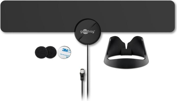 Produktbild Goobay Ultraflache Full HD DVB-T Zimmerantenne, inkl. LTE/4G Filter, Schwarz (Flachantenne, 16 dB, DVB-T / -T2)