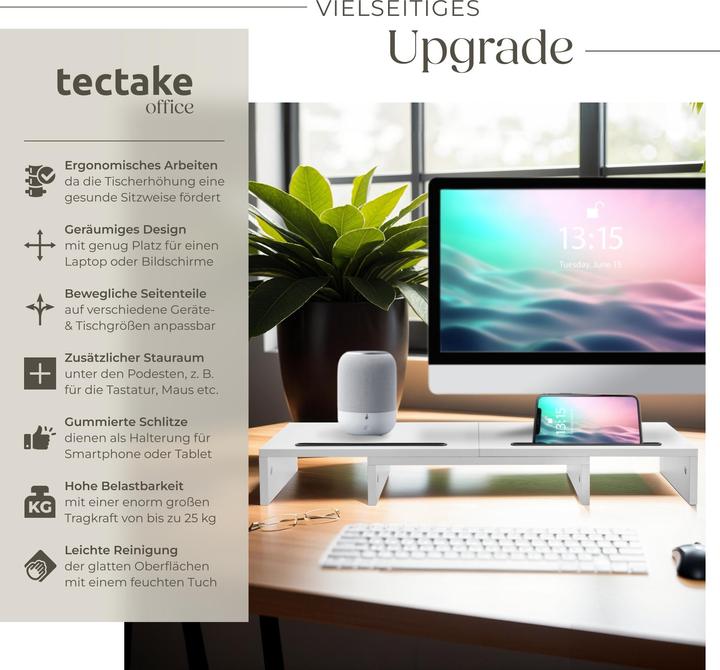 Produktbild tectake Monitorständer Bozen, 3-teilig, inkl. Smartphonehalterungen