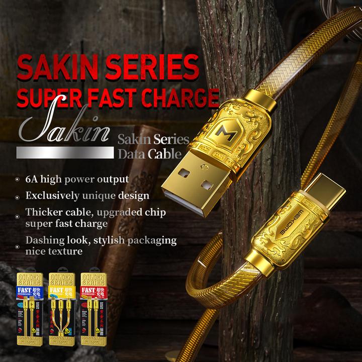 Produktbild WK Design Sakin Series fast charging cable / USB data transmission - microUSB 6A 1m gold (WDC-161) (1 m, USB 3.2 Gen 1)