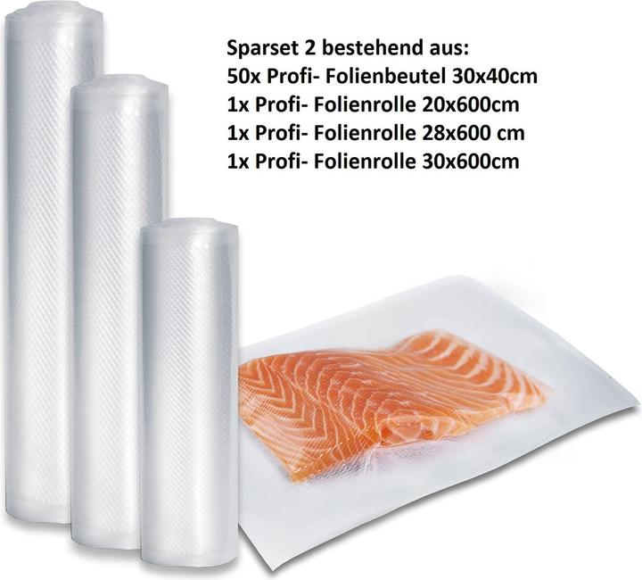 Caso Foil set 2 for vacuuming + Sous Vide Cooking 01236 Dimensions (W x L) 30 x 40 cm, 20 x 600 cm, 28 x (1 x)