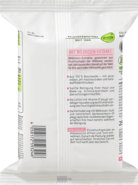 Image du produit dm alverde Lingettes nettoyantes à la rose sauvage bio (Chiffons de nettoyage)