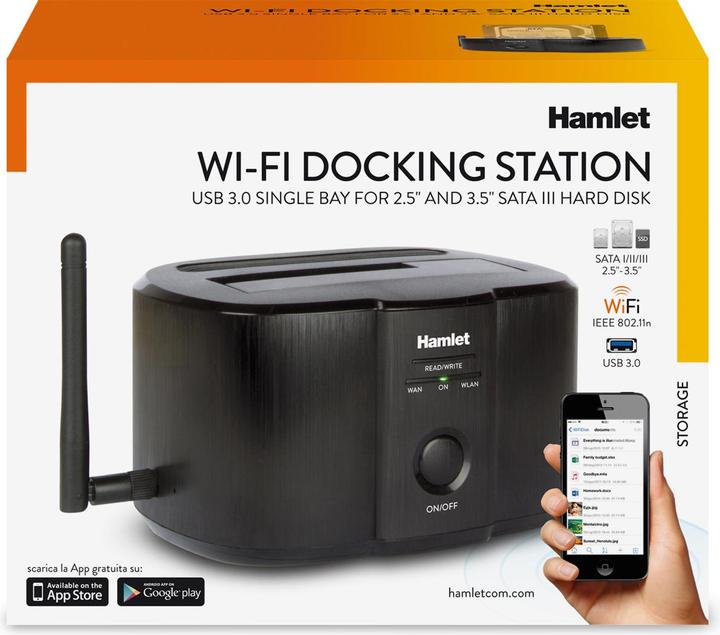 Productafbeelding Hamlet Wi-Fi dockingstation voor 2,5" of 3,5" sata harde schijven (1 Havens)