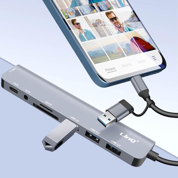 Produktbild LinQ IT7948 8-in-1 USB Hub (USB-A, USB-C, 8 Ports)