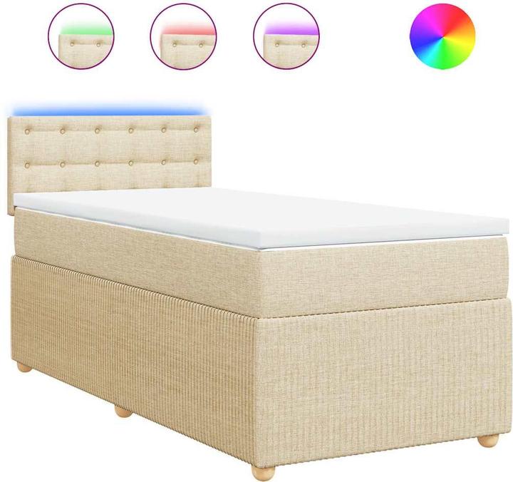 Produktbild VidaXL Boxspringbett Doppelbett Polsterbett Bett Matratze Creme 180x200cm Stoff (180 x 200 cm, 180 x 200 cm)