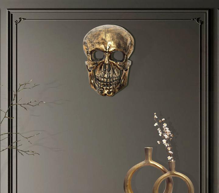 Actual product image FineBuy Wanddeko Totenkopf 41 cm Aluminium Schädel Wohndeko Dekoration Modern