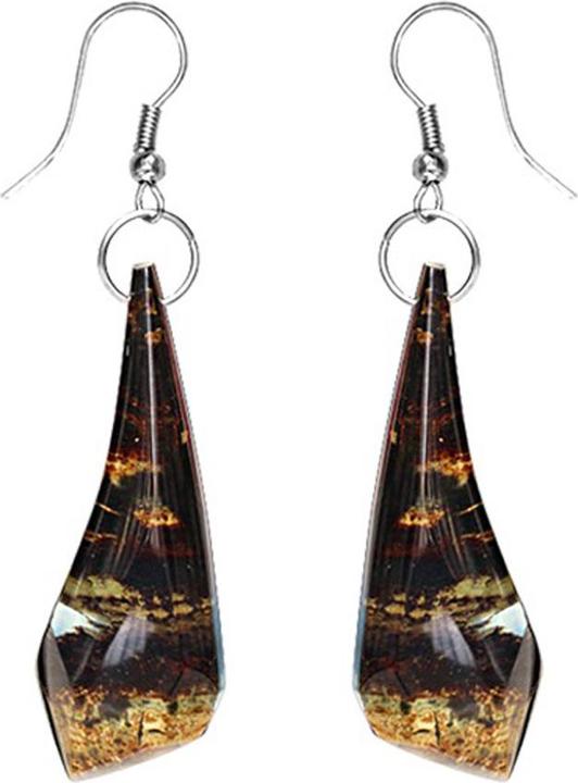 Star Piercing Ohrring Tropfen Mystisch Epoxy transparent aus Wasserbüffelhorn (Wasserbüffelhorn)
