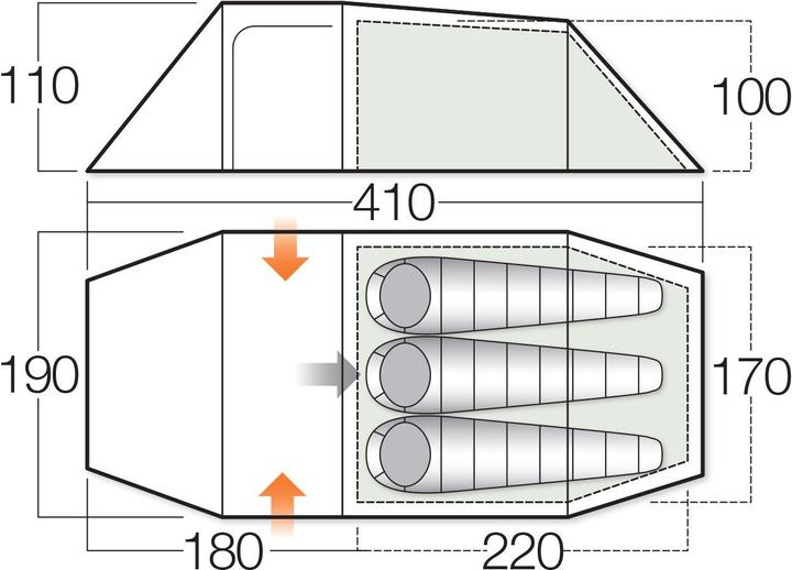 Produktbild Vango Pulsar 300 Tent (Tunnelzelt, 3.87 kg, 3 Personen)