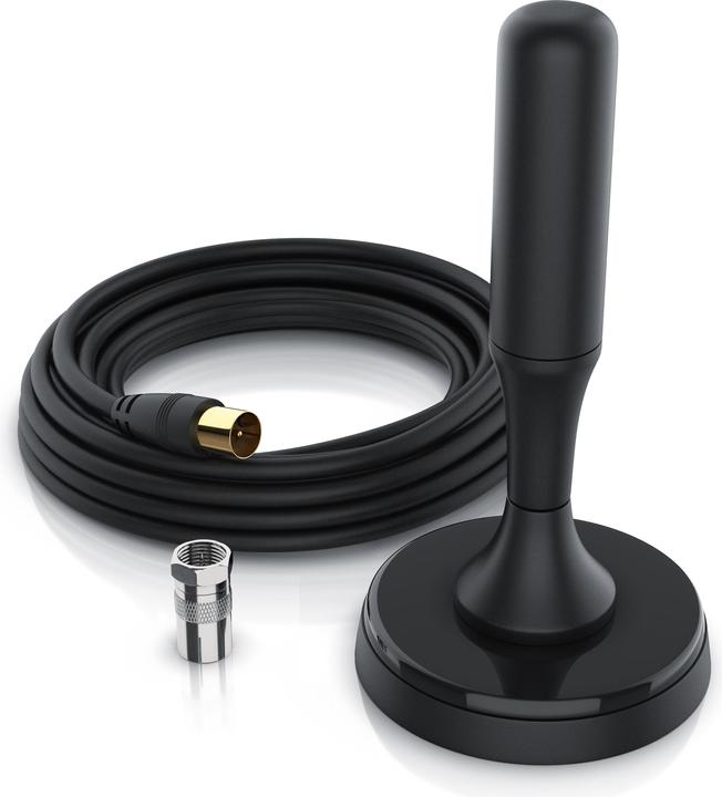 Actual product image CSL DVB-T2 rod antenna for indoor use, digital antenna with 4m cable / incl. F-plug adapter (Monopole antenna, 5 dB, DVB-T / -T2)