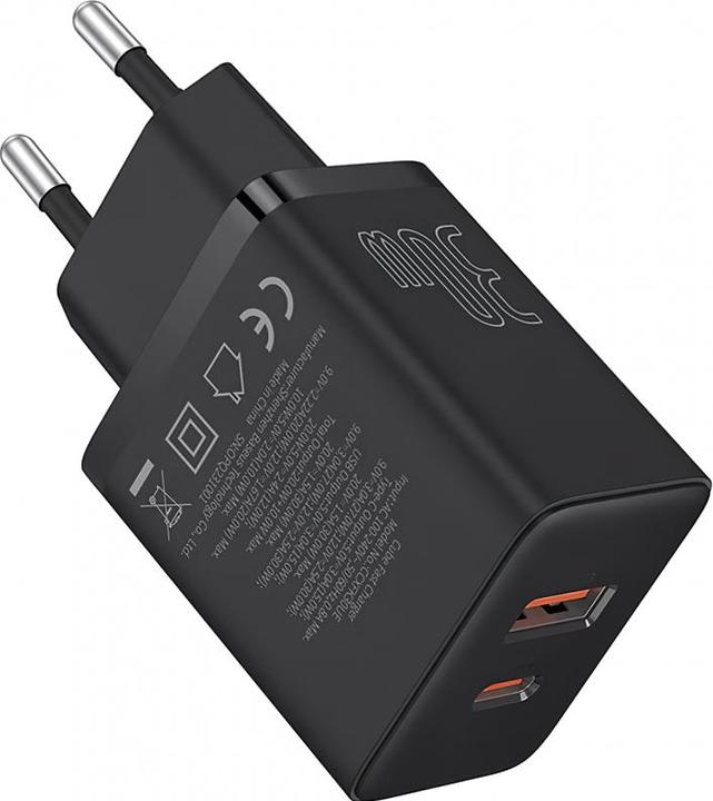 Produktbild Baseus Cube, 30W, 2.4A, 1 x USB-A - 1 x USB-C, schwarz (30 W)