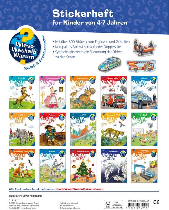 Image du produit Ravensburger Pourquoi? Pourquoi? Pourquoi? Livret d'autocollants : véhicules d'intervention