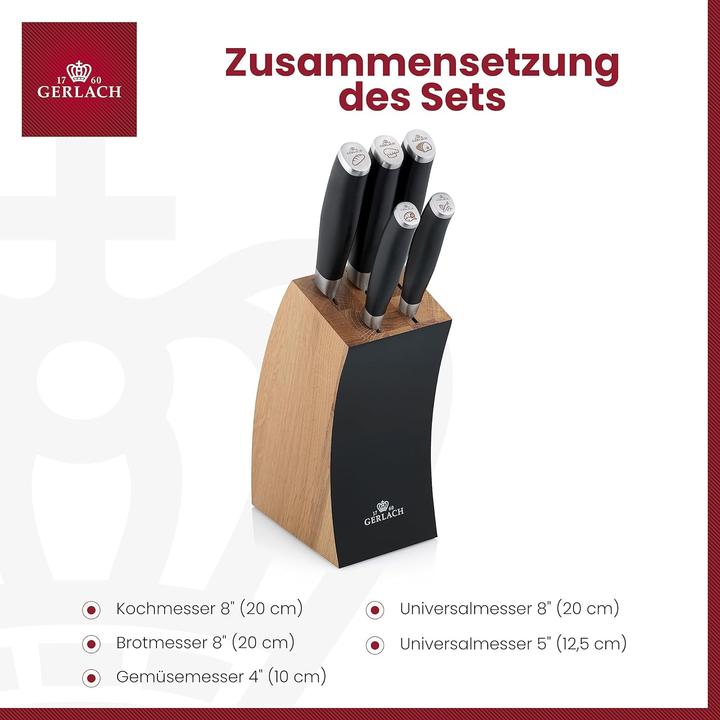 Actual product image Gerlach G02-991AM-ZENB-05PU-S2S1-01 Deco Black, knife block, stainless steel