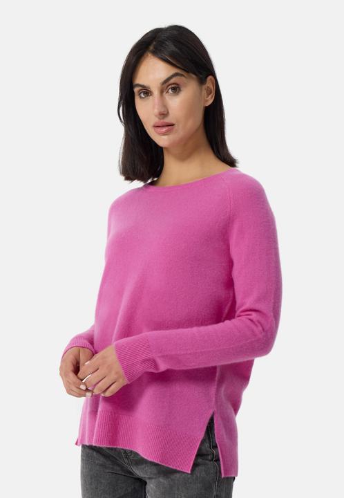 Cash-Mere Kaschmir Rundhals Pullover mit Seitenschlitzen