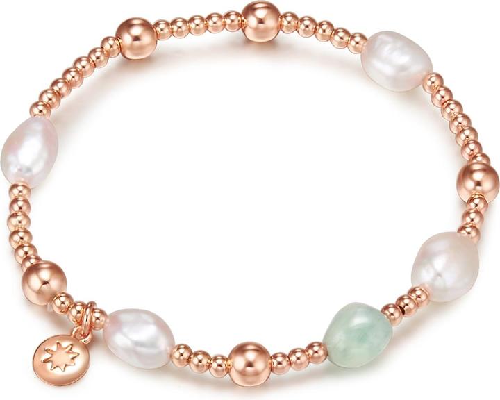 Lulu & Jane Metall-Legierung Aquamarin Süsswasser-Zuchtperle roségold 20,0 - 22,0 cm - 33062 (22 cm, Metall-Legierung)