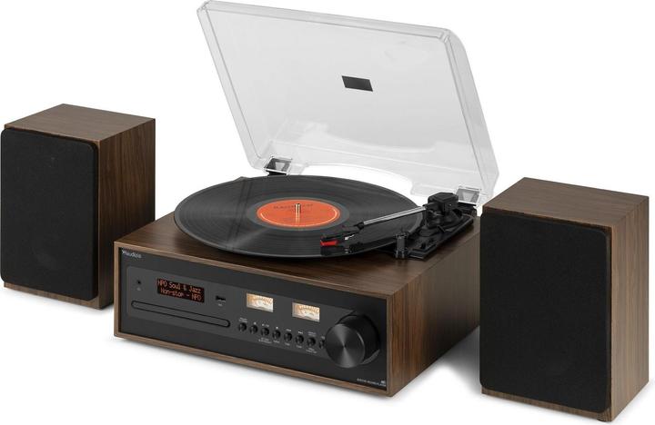 Actual product image Audizio Platenspeler met speakers - Boston platenspeler Bluetooth, CD speler en DAB (Manual)