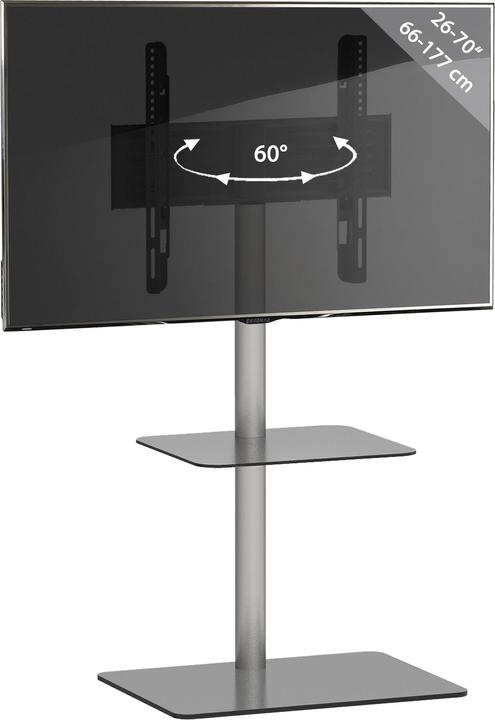 Immagine prodotto VCM Porta TV Porta LED Porta TV in acciaio vetro universale "ripiano intermedio Alani" universale VESA (60 x 45 x 100 cm)