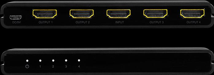 Actual product image LogiLink HD0037 HDMI Splitter 1x4-Port, 4K/60 Hz, HDCP, HDR, CEC, downscaler