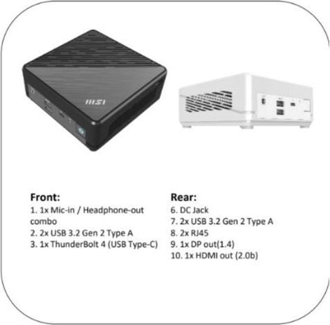 Image du produit MSI PC CUBI 5 I5 8G 512G BK FREEDOS I5-1235U SSD M.2+2,5 BLACK FREEDOS (Intel Core i5-1235U, 8 Go, 512 Go, Intel Iris Graphics)